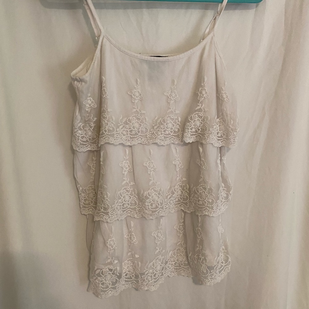 White Ruffle Lace Blouse